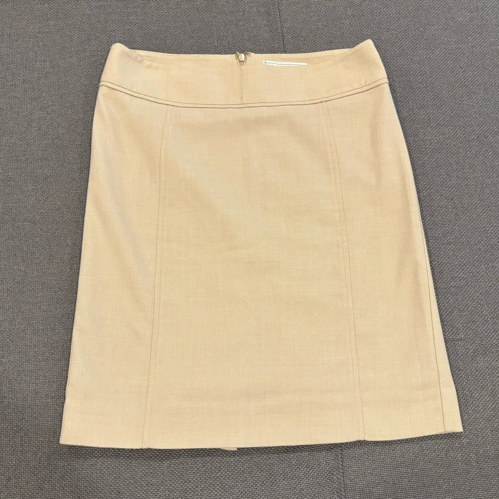 TO THE MAX size 2 tan light tweed work or casual dress fitted skirt w/back pleat